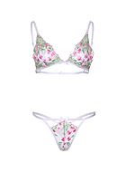 Romantic lingerie set, embroidery, sheer cups, flowers